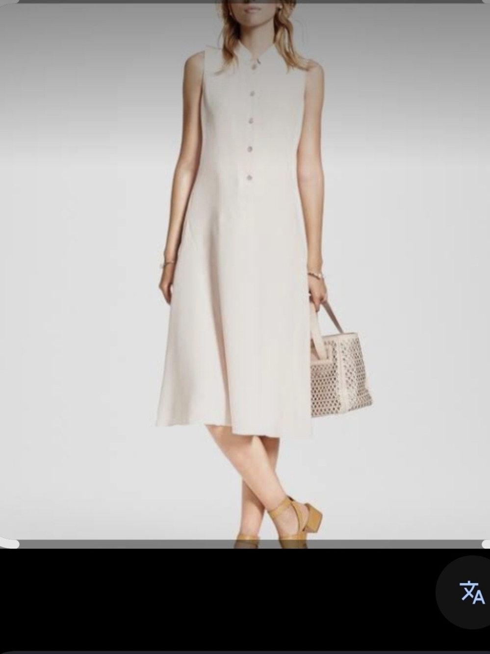 Brooks Brothers Sleeveless Collared Midi Dress in Light Cream
